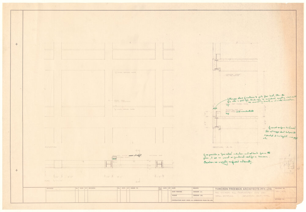 THE BROKEN HILL PROPRIETARY COY LTD WALL DETAILS INDUCTION UNIT TYPE [BHP House]