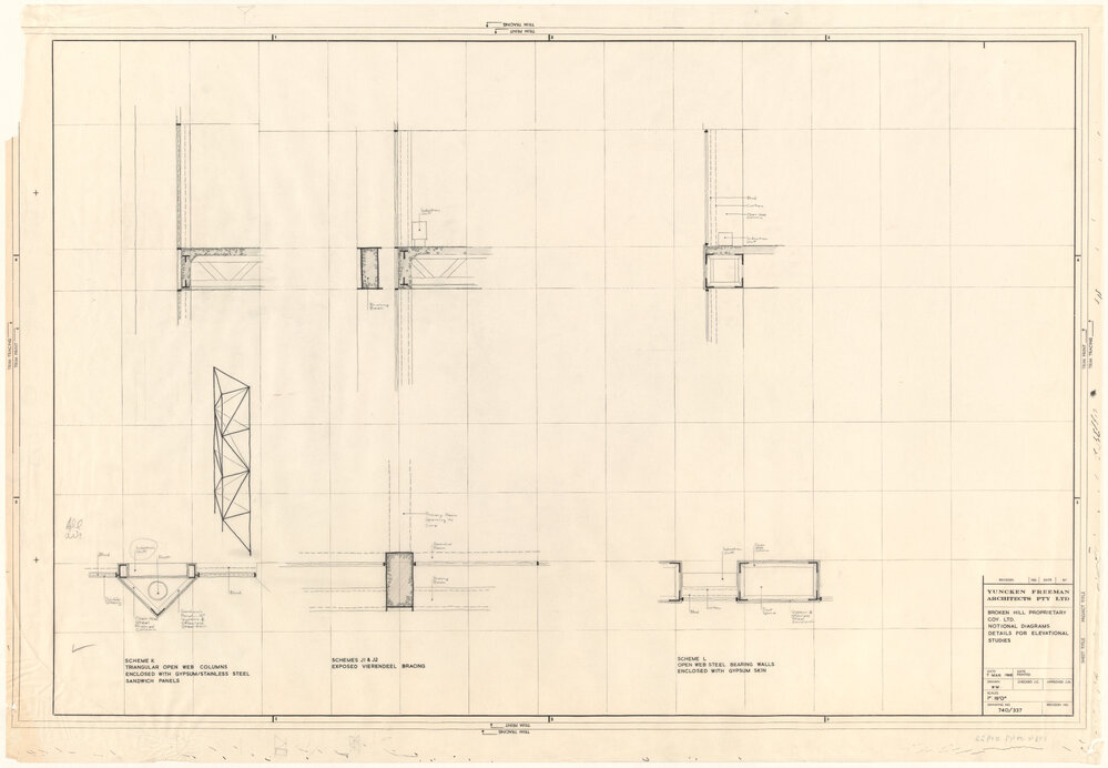 BROKEN HILL PROPRIETARY COY. LTD. NOTIONAL DIAGRAMS DETAILS FOR ELEVATIONAL STUDIES [BHP House]