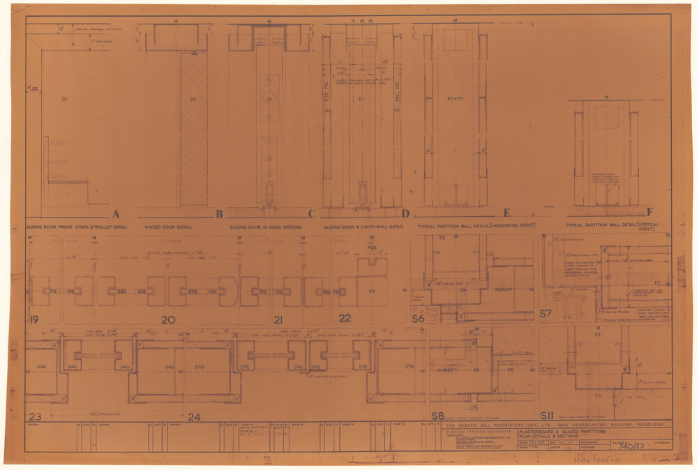 PLASTERBOARD &amp; GLAZED PARTITIONS PLAN DETAILS &amp; SECTIONS [BHP House]