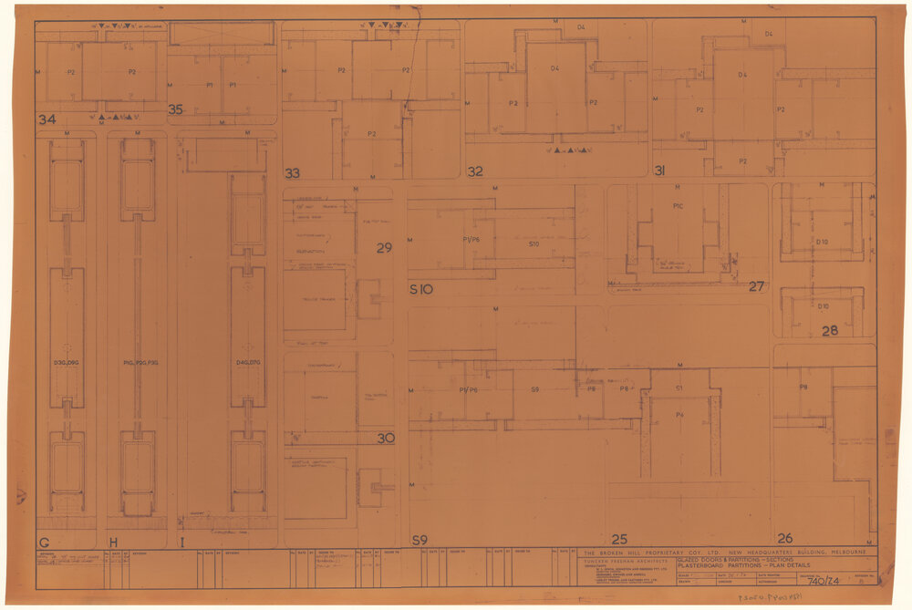 GLAZED DOORS &amp; PARTITIONS - SECTIONS PLASTERBOARD PARTITIONS - PLAN DETAILS [BHP House]