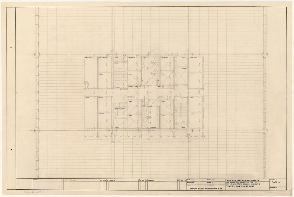 THE BROKEN HILL PROPRIETARY COY LTD NEW HEADQUARTERS BUILDING MELBOURNE TOWER - LOW PHASE CORE [BHP House]