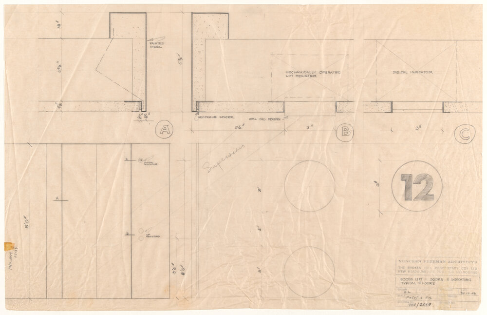 GOODS LIFT - DOORS &amp; INDICATORS TYPICAL FLOORS [BHP House]