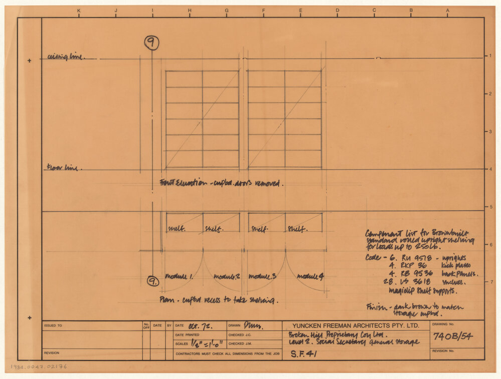 Broken Hill Proprietary Coy Ltd Level 2. Social Secretary general storage S.F.41 [BHP House]
