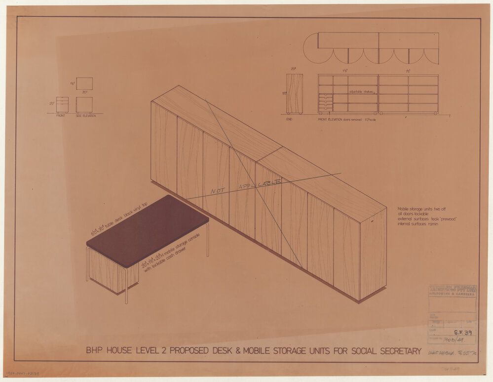 BHP HOUSE LEVEL 2 PROPOSED DESK &amp; MOBILE STORAGE UNITS FOR SOCIAL SECRETARY [BHP House]