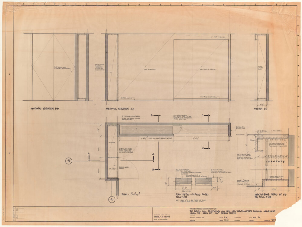 THE BROKEN HILL PROPRIETARY COY LTD - NEW HEADQUARTERS BUILDING - MELBOURNE LEVEL 38 AREA 29 MAP RECESS FITTING [BHP House]