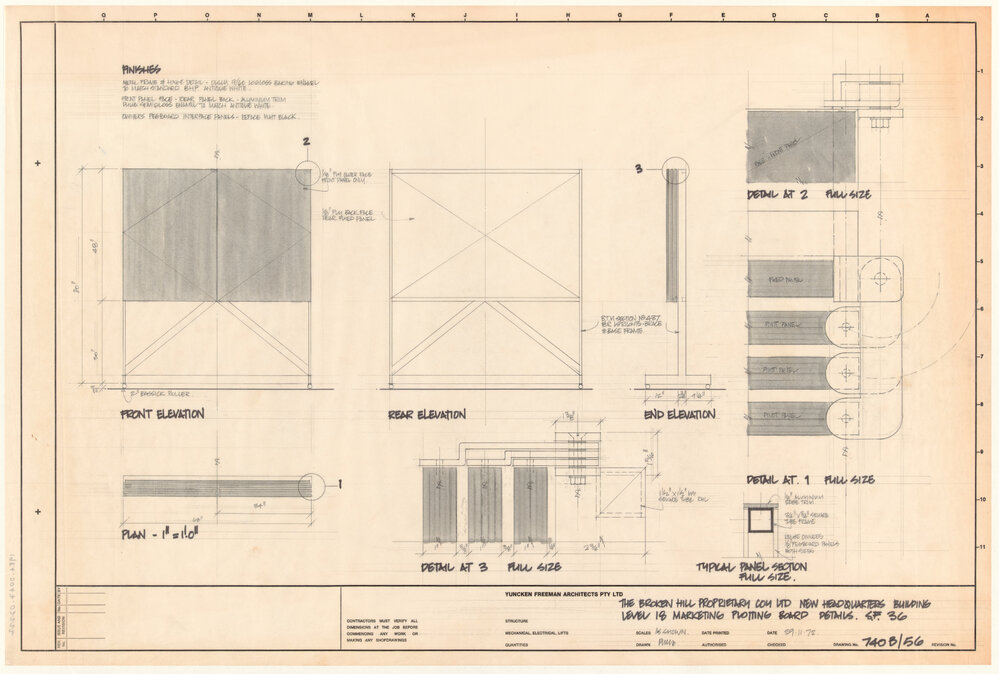 THE BROKEN HILL PROPRIETARY COY LTD NEW HEADQUARTERS BUILDING LEVEL 18 MARKETING PLOTTING BOARD DETAILS S.F. 36 [BHP House]