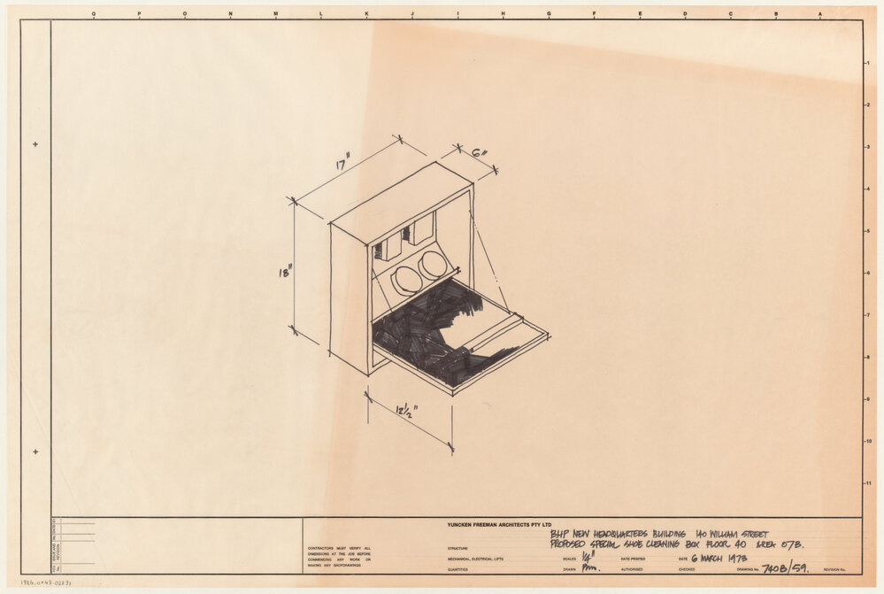 BHP NEW HEADQUARTERS BUILDING 140 WILLIAM STREET PROPOSED SPECIAL SHOE CLEANING BOX FLOOR 40 AREA 07B [BHP House]