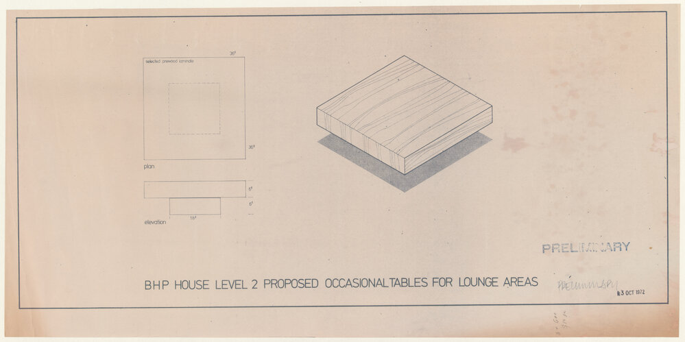 BHP HOUSE LEVEL 2 PROPOSED OCCASIONAL TABLES FOR LOUNGE AREAS [BHP House]
