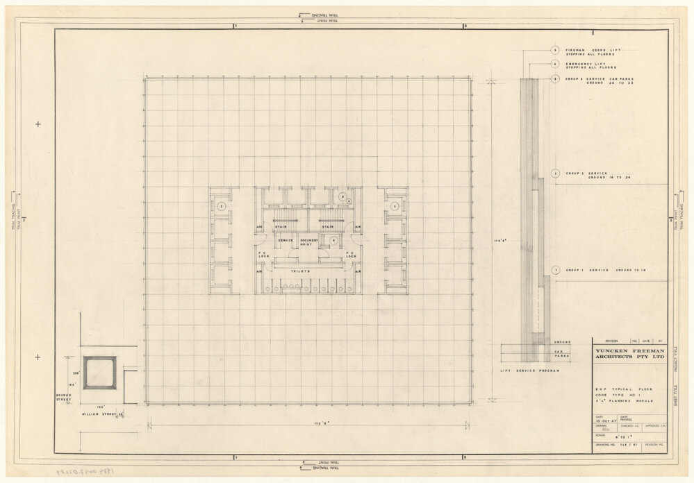 B H P TYPICAL FLOOR CORE TYPE NO 1 5'4" PLANNING MODULE [BHP House]