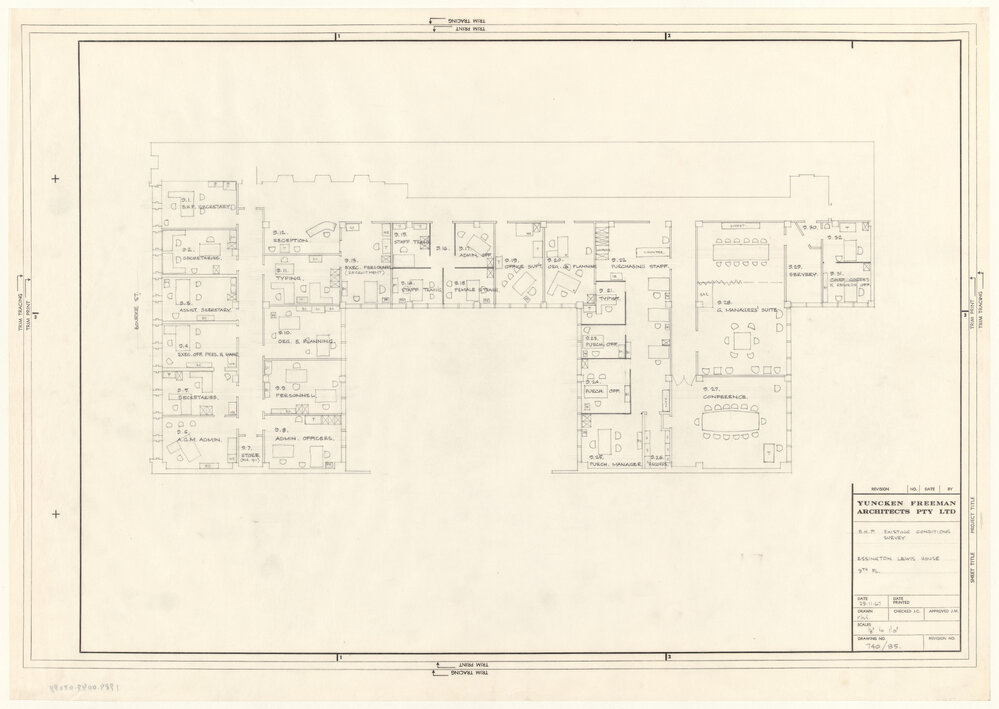B.H.P. EXISTING CONDITIONS SURVEY ESSINGTON LEWIS HOUSE 9TH FL. [BHP House]
