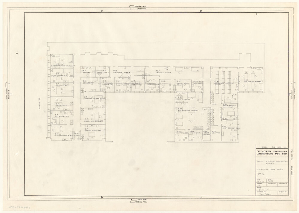 B.H.P. EXISTING CONDITIONS SURVEY ESSINGTON LEWIS HOUSE 8TH FL. [BHP House]