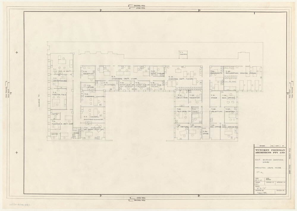 B.H.P. EXISTING CONDITIONS SURVEY ESSINGTON LEWIS HOUSE 7TH FL. [BHP House]