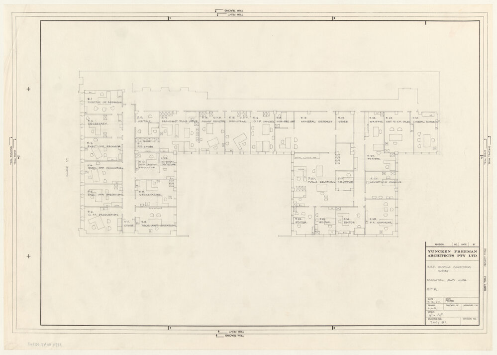 B.H.P. EXISTING CONDITIONS SURVEY ESSINGTON LEWIS HOUSE 5TH FL. [BHP House]