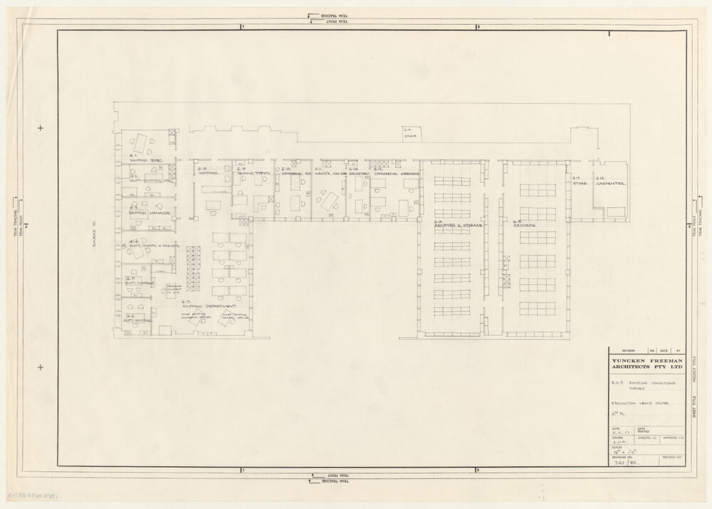 B.H.P. EXISTING CONDITIONS SURVEY ESSINGTON LEWIS HOUSE 6TH FL. [BHP House]