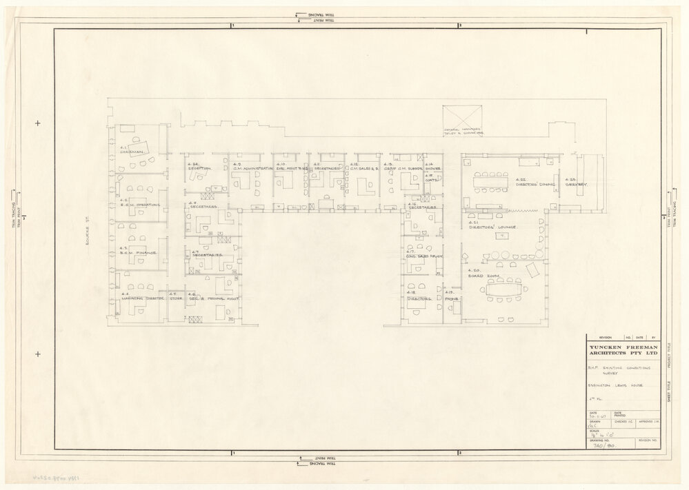 B.H.P. EXISTING CONDITIONS SURVEY ESSINGTON LEWIS HOUSE 4TH FL. [BHP House]