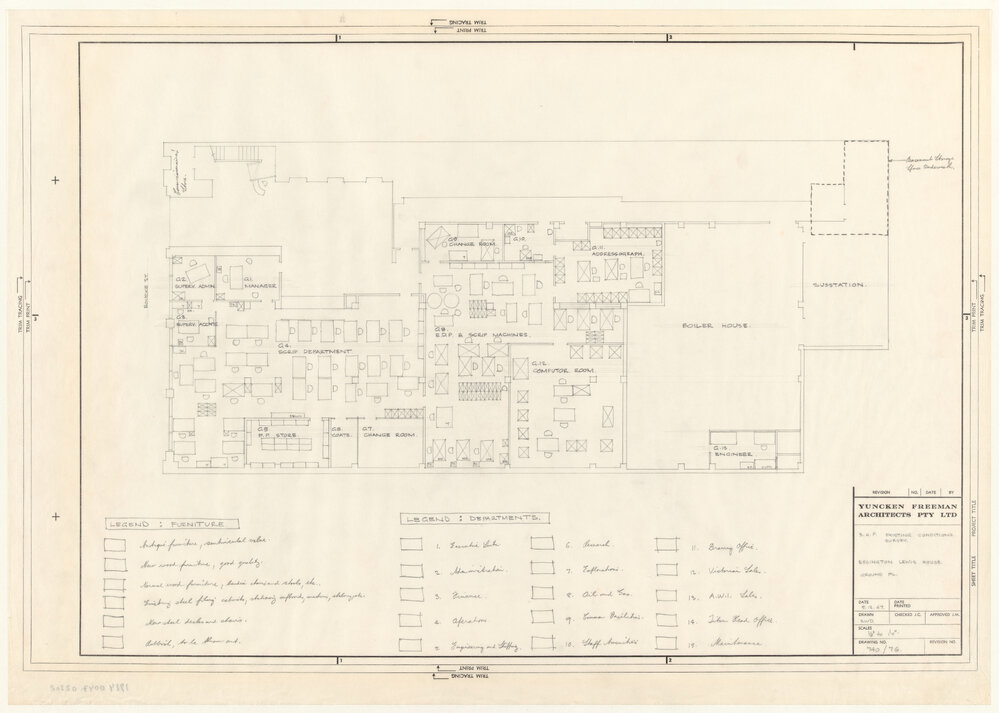 B.H.P. EXISTING CONDITIONS SURVEY ESSINGTON LEWIS HOUSE GROUND FL. [BHP House]