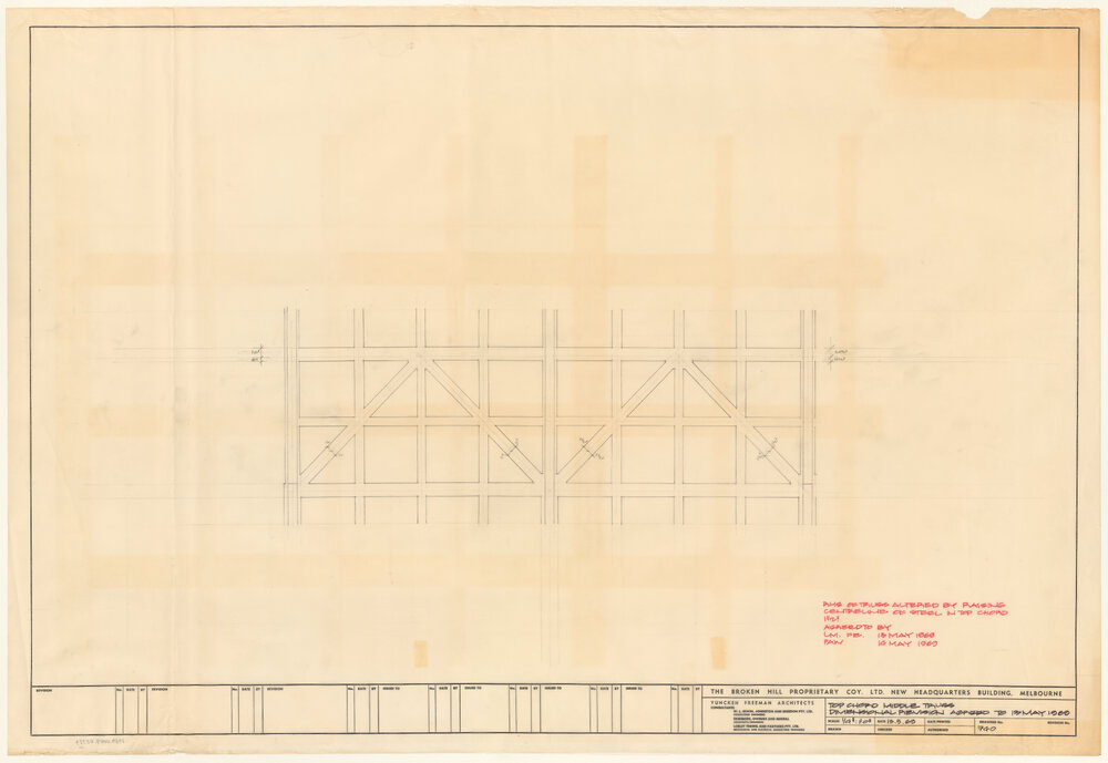 TOP CHORD MIDDLE TRUSS DIMENSIONAL REVISION AGREED TO 13 MAY 1969 [BHP House]