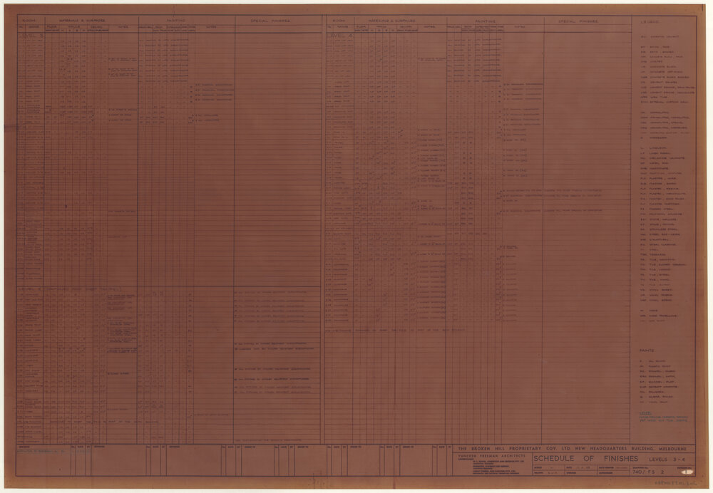SCHEDULE OF FINISHES LEVELS 3-4 [BHP House]