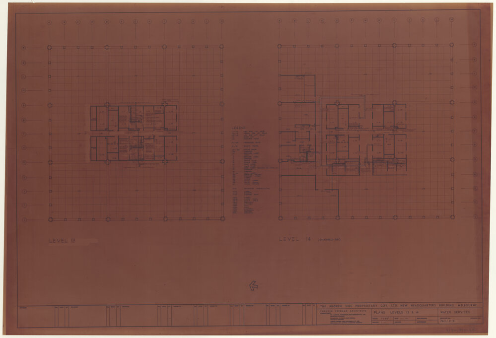 PLANS LEVELS 13 &amp; 14 WATER SERVICES [BHP House]