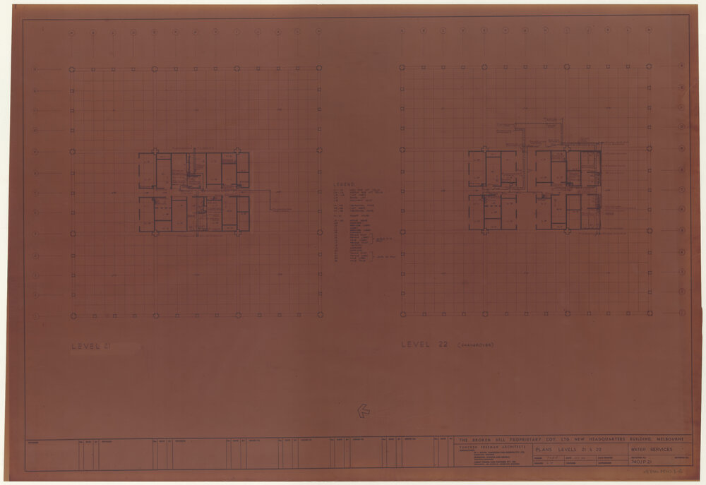 PLANS LEVELS 21 &amp; 22 WATER SERVICES [BHP House]