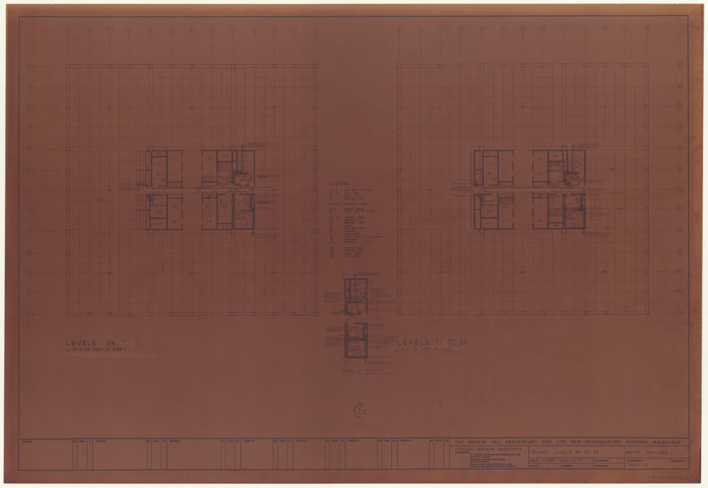 PLANS LEVELS 24 TO 38 WATER SERVICES [BHP House]