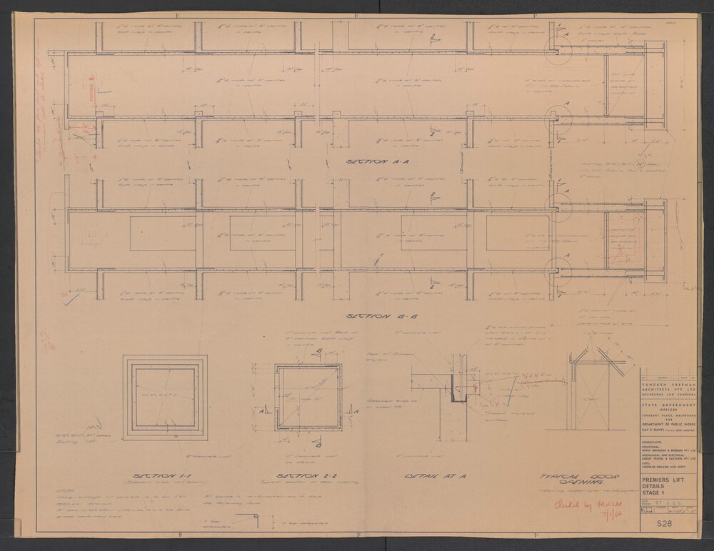 [State Government Offices - Treasury Place]. Premiers Lift Details Stage 1