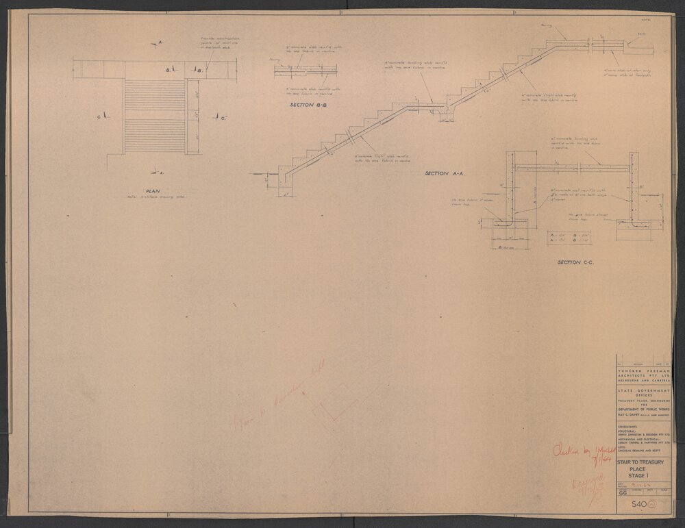 [State Government Offices - Treasury Place]. Stair to Treasury Place Stage 1