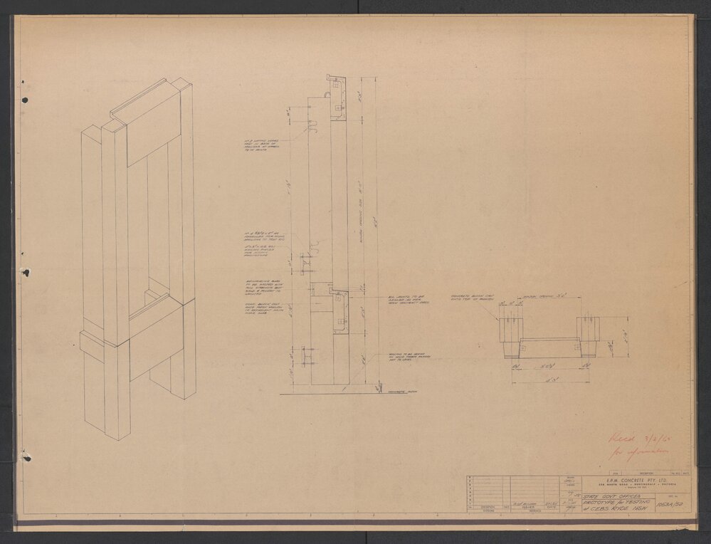 [State Government Offices - Treasury Place]. Prototype for testing at C.E.B.S. Ryde NSW