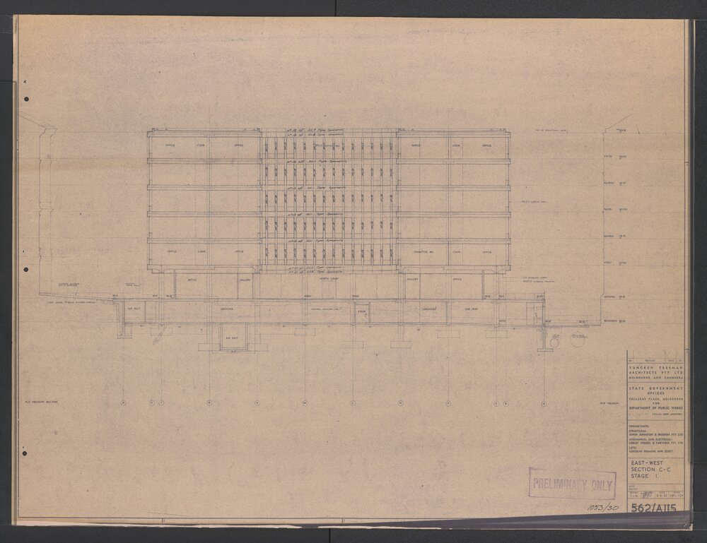 [State Government Offices - Treasury Place]. East-West Section C-C Stage 1