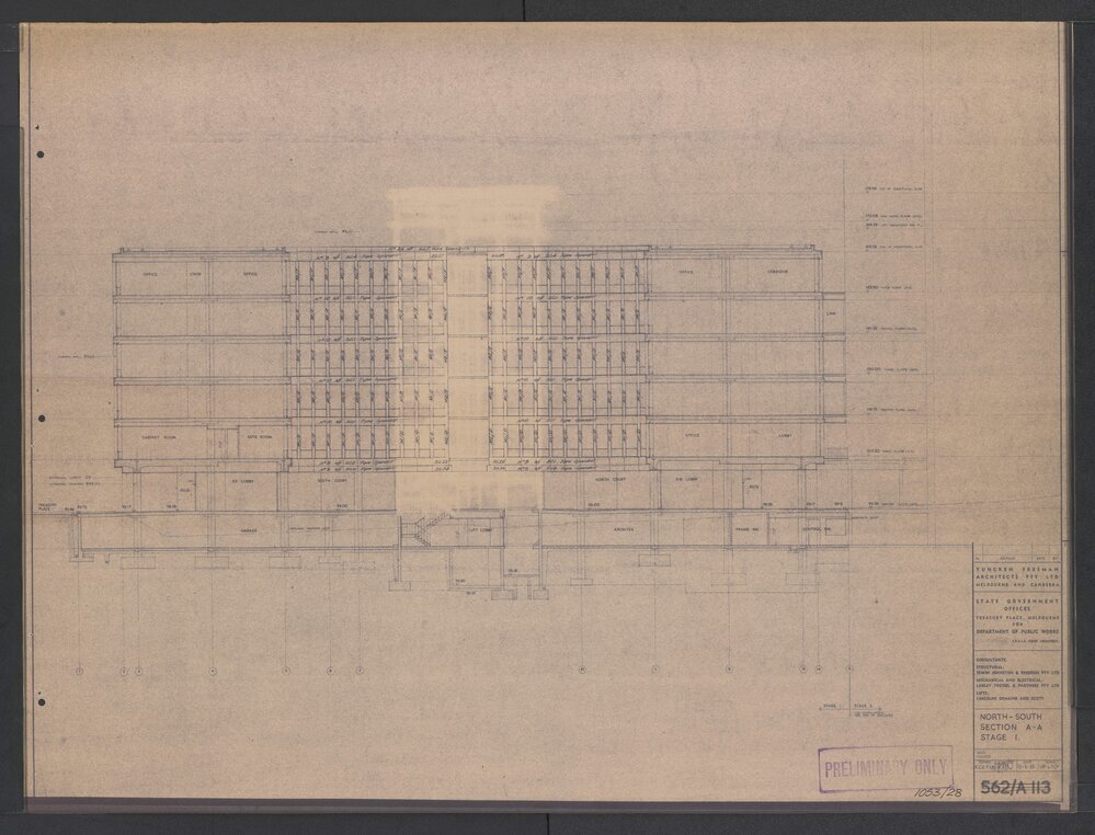[State Government Offices - Treasury Place]. North-South Section A.A. Stage 1