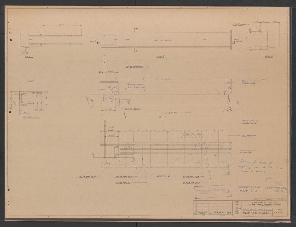 [State Government Offices - Treasury Place]. M5/D Type Mullion