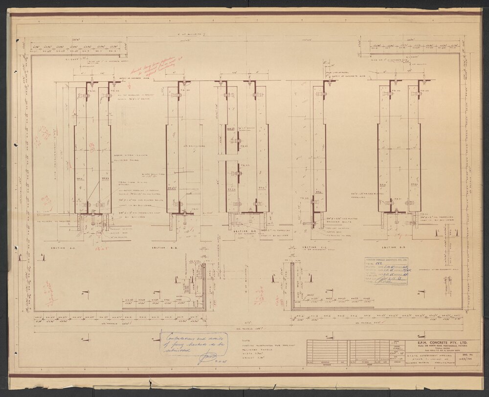 [State Government Offices - Treasury Place]. Stage 1 Layout of Polished Panels Ground Floor