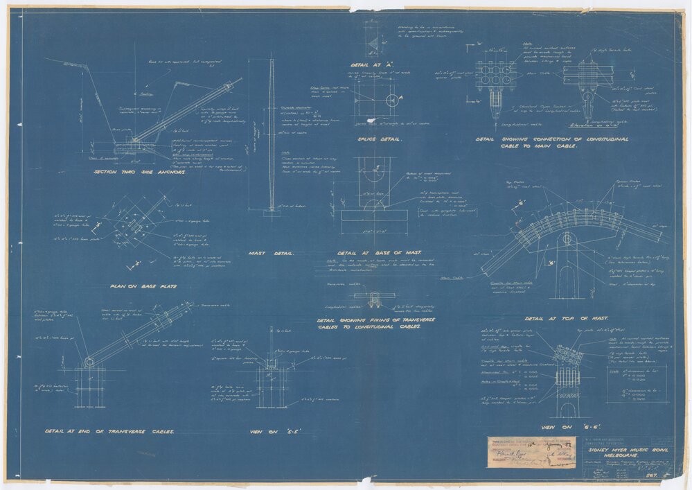 Roof Structure and Cable details (4), Sidney Myer Music Bowl