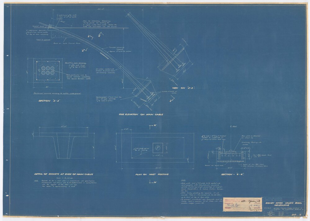 Roof Structure and Cable details (3), Sidney Myer Music Bowl