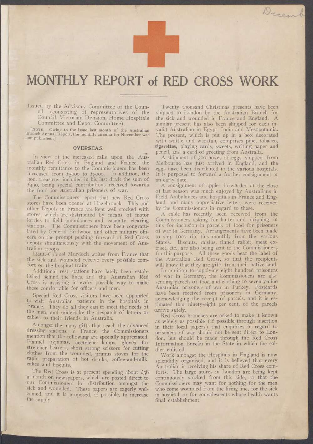 Australian Red Cross Society Monthly Leaflet