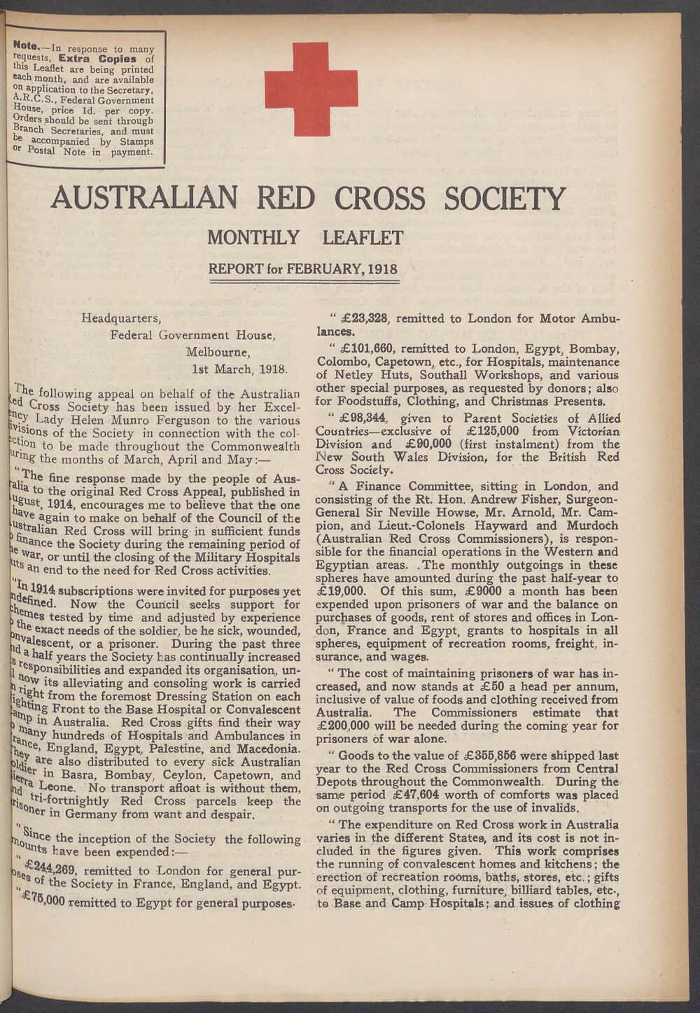 Australian Red Cross Society Monthly Leaflet