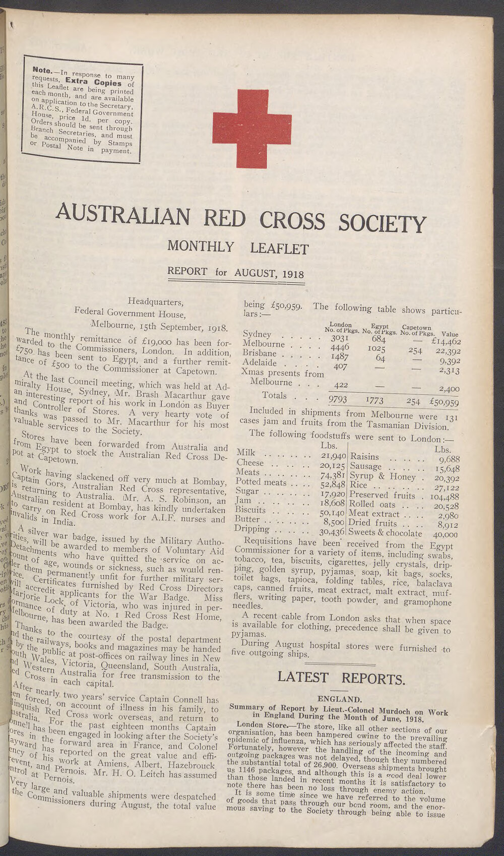 Australian Red Cross Society Monthly Leaflet