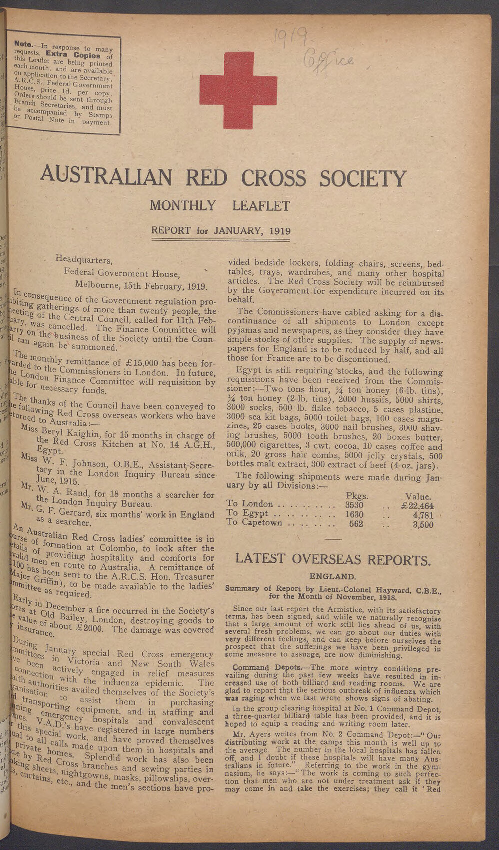Australian Red Cross Society Monthly Leaflet