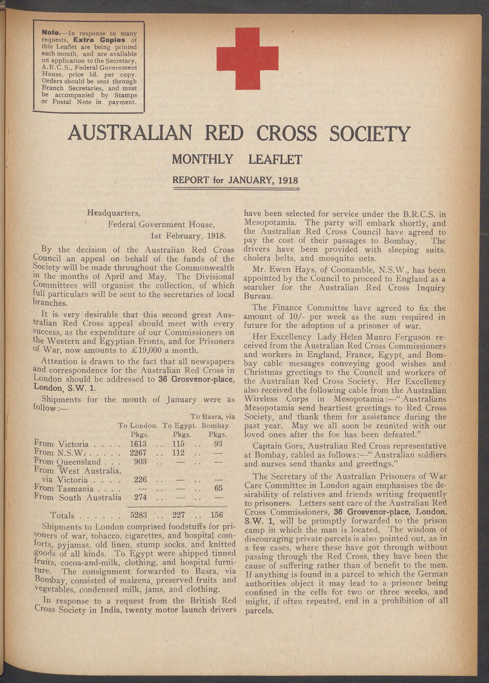 Australian Red Cross Society Monthly Leaflet
