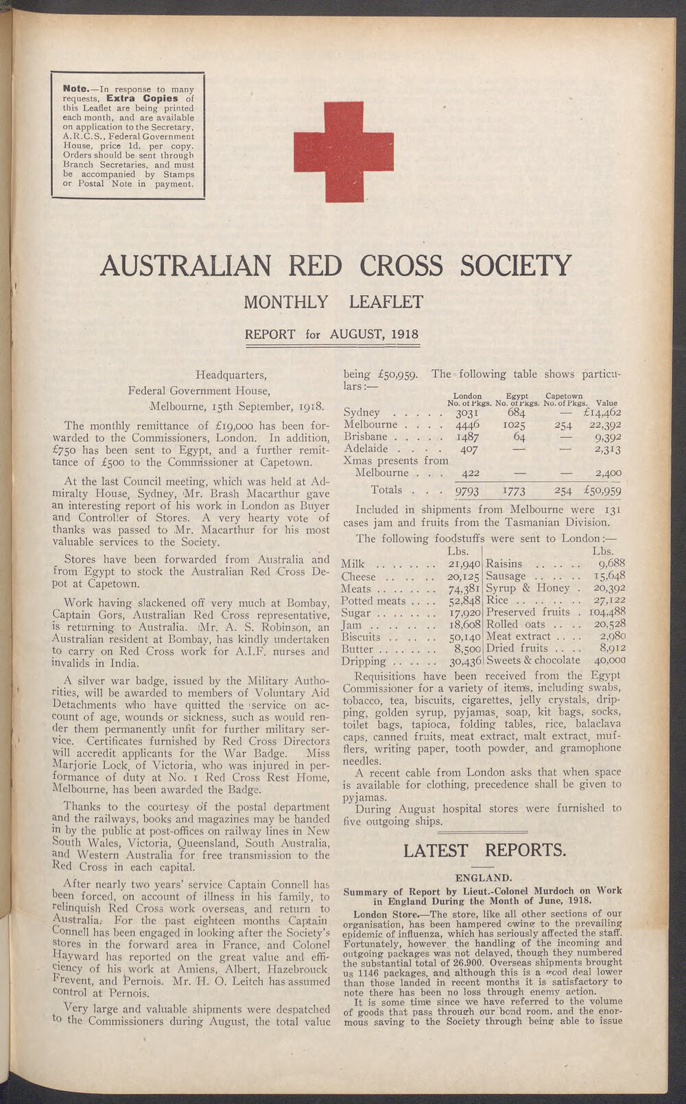 Australian Red Cross Society Monthly Leaflet