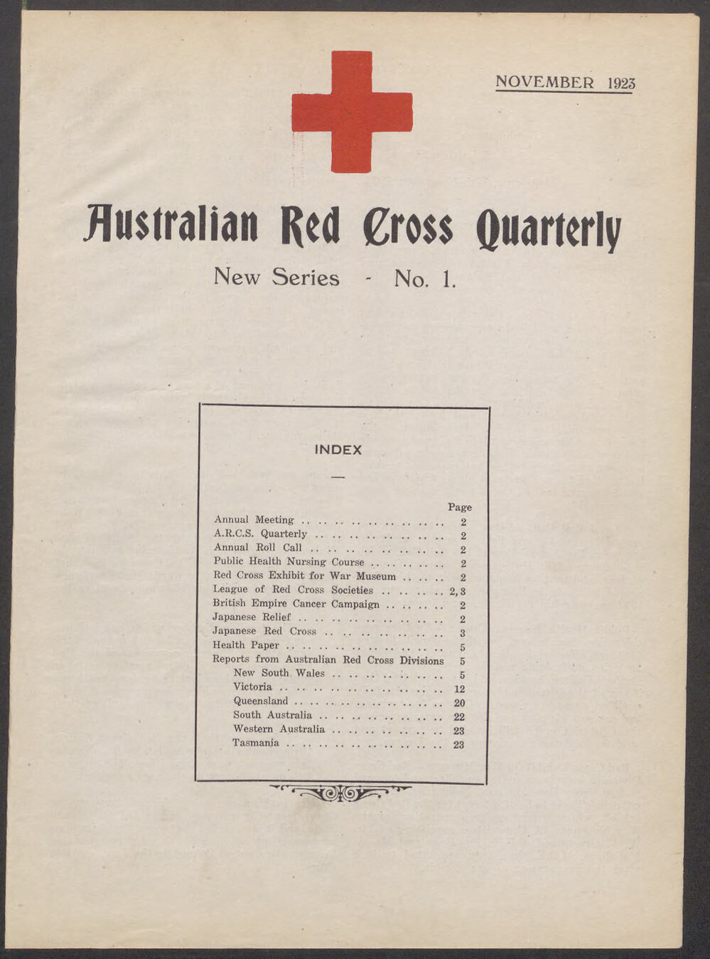 Australian Red Cross Quarterly - New Series No. 1