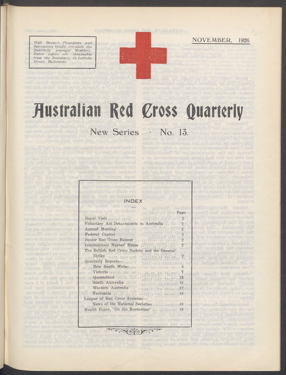 Australian Red Cross Quarterly - New Series No. 13