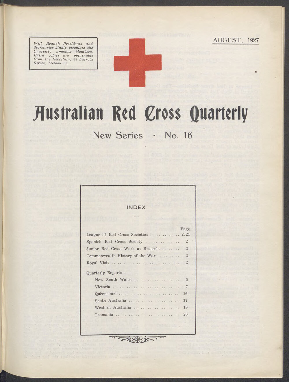 Australian Red Cross Quarterly - New Series No. 16
