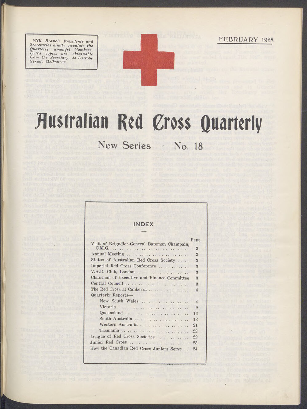 Australian Red Cross Quarterly - New Series No. 18