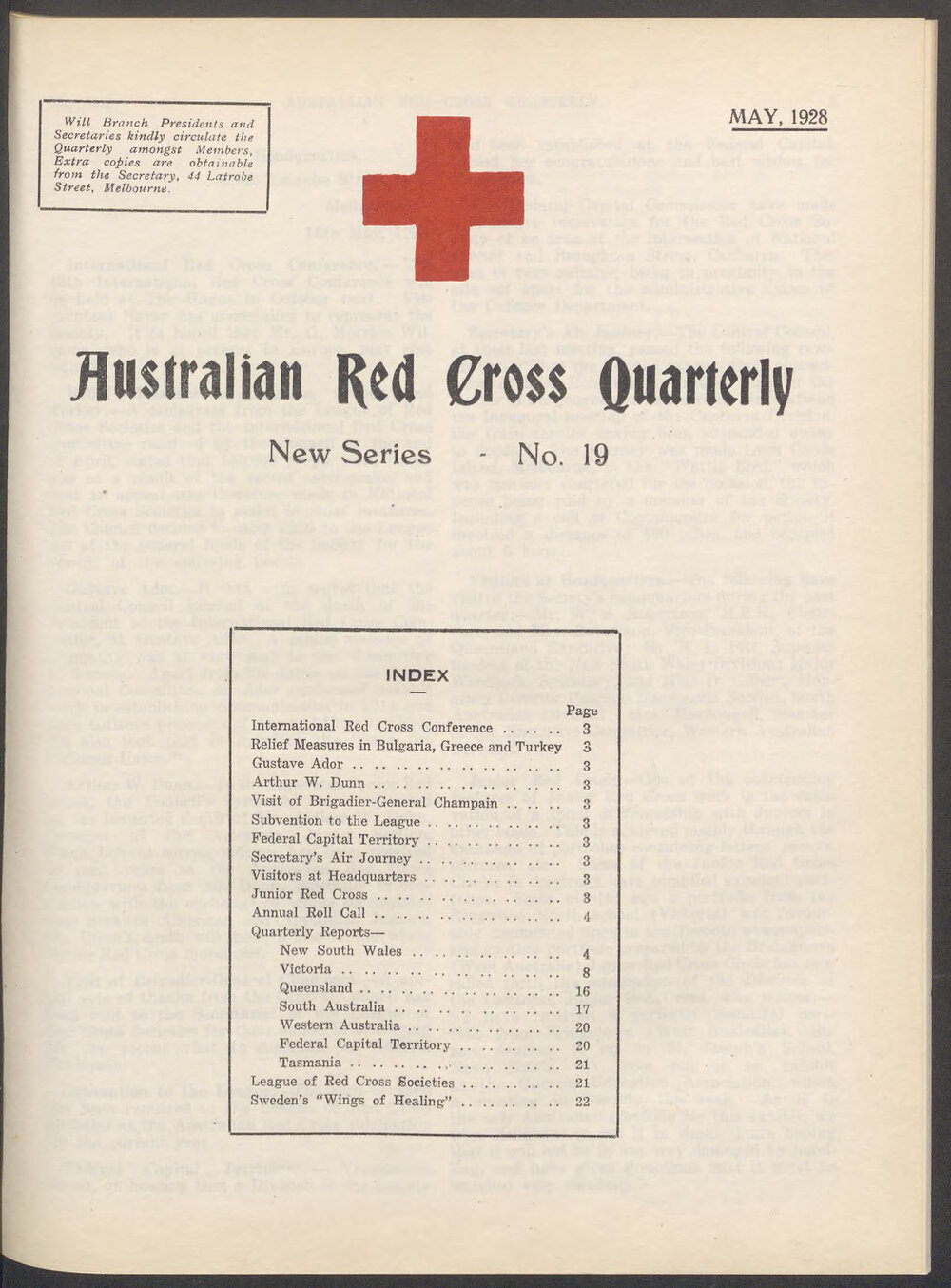 Australian Red Cross Quarterly - New Series No. 19