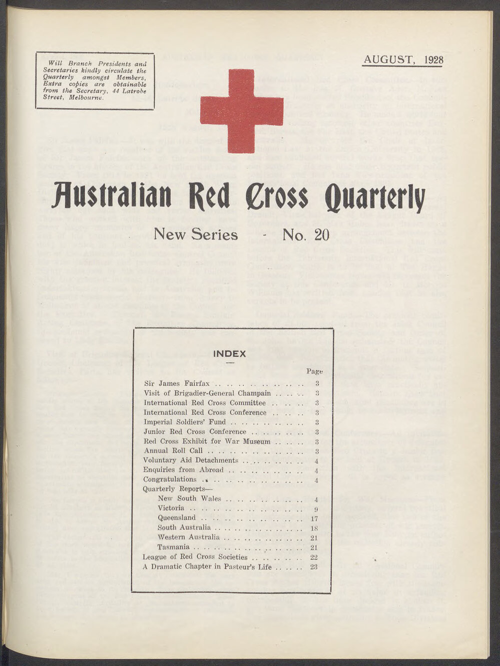 Australian Red Cross Quarterly - New Series No. 20