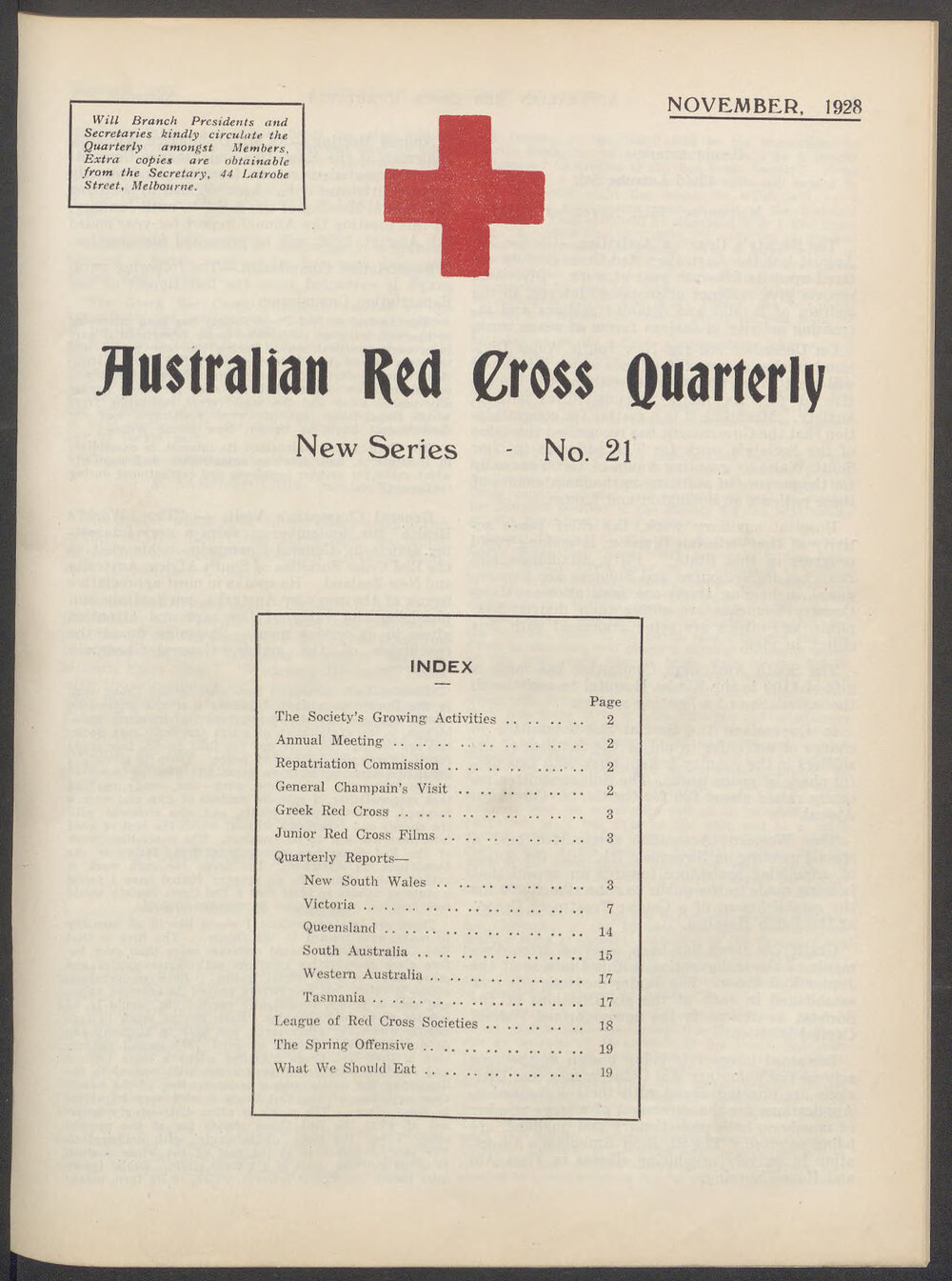 Australian Red Cross Quarterly - New Series No. 21