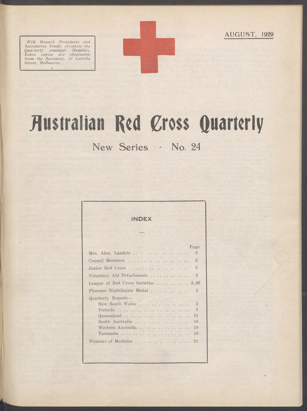 Australian Red Cross Quarterly - New Series No. 24