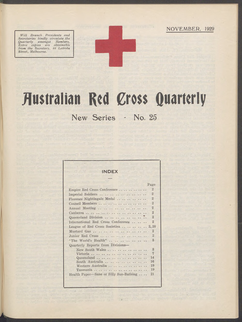 Australian Red Cross Quarterly - New Series No. 25