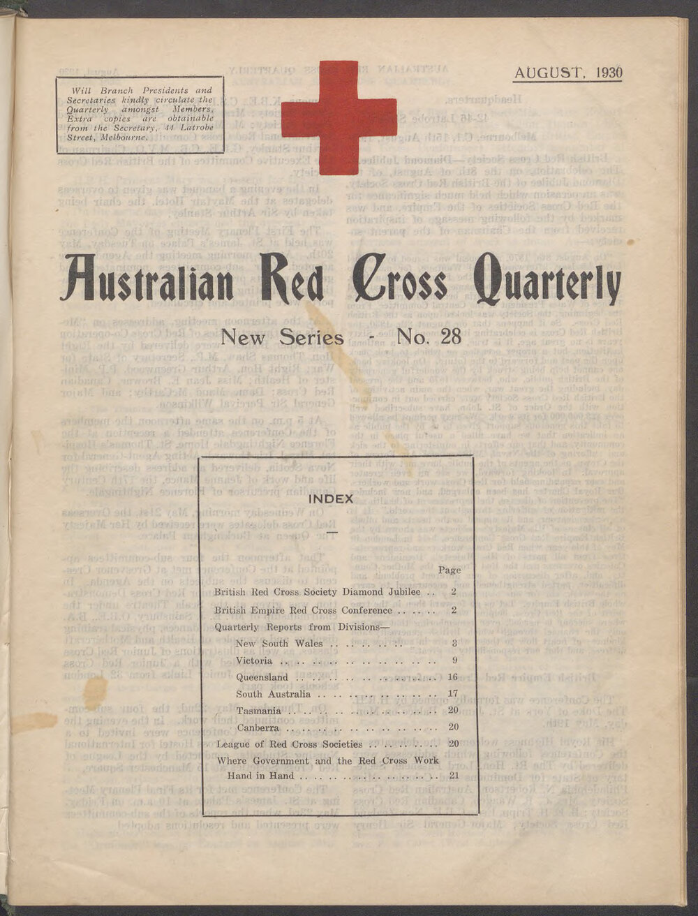 Australian Red Cross Quarterly - New Series No. 28